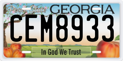 GA license plate CEM8933