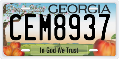 GA license plate CEM8937