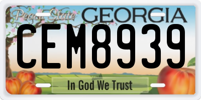GA license plate CEM8939