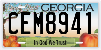 GA license plate CEM8941