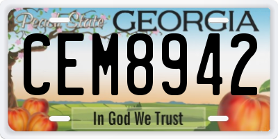 GA license plate CEM8942