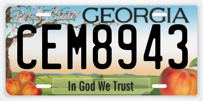GA license plate CEM8943