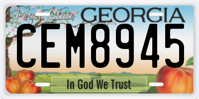 GA license plate CEM8945