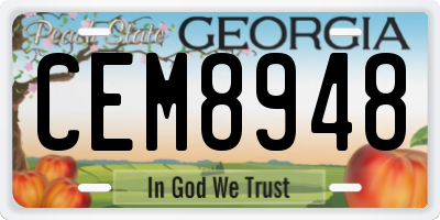 GA license plate CEM8948