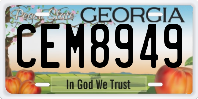GA license plate CEM8949