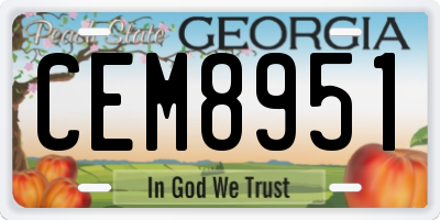 GA license plate CEM8951