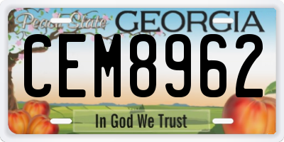 GA license plate CEM8962