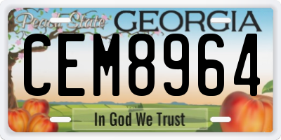 GA license plate CEM8964