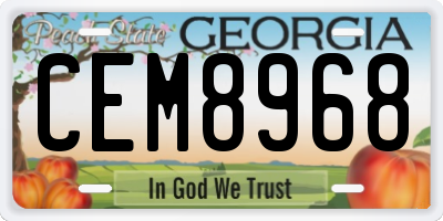 GA license plate CEM8968