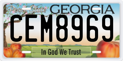 GA license plate CEM8969