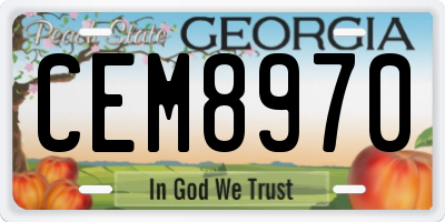 GA license plate CEM8970