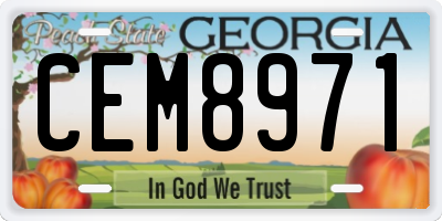 GA license plate CEM8971