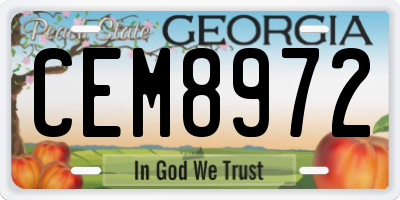 GA license plate CEM8972
