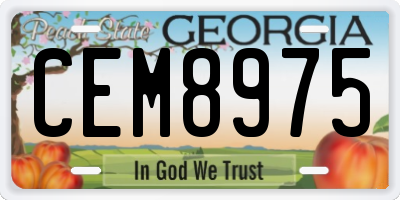 GA license plate CEM8975