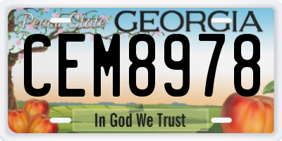 GA license plate CEM8978