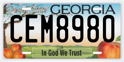 GA license plate CEM8980
