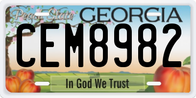 GA license plate CEM8982
