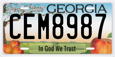 GA license plate CEM8987