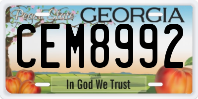 GA license plate CEM8992