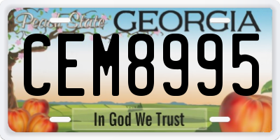 GA license plate CEM8995