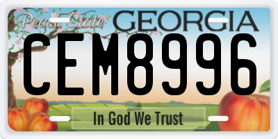 GA license plate CEM8996