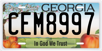 GA license plate CEM8997