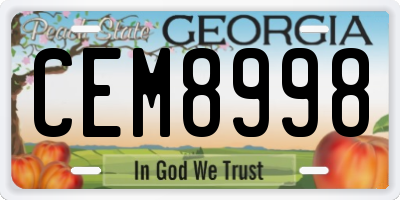 GA license plate CEM8998