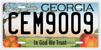 GA license plate CEM9009