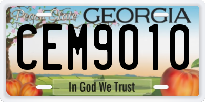 GA license plate CEM9010