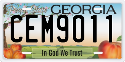 GA license plate CEM9011