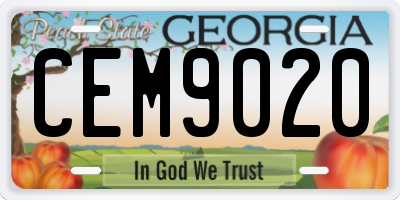 GA license plate CEM9020