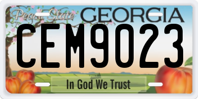 GA license plate CEM9023