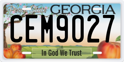GA license plate CEM9027