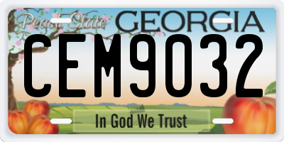 GA license plate CEM9032