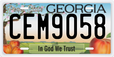 GA license plate CEM9058