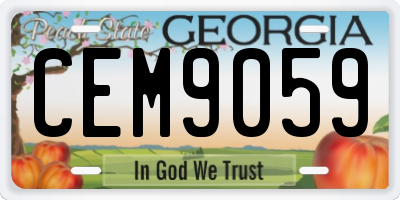 GA license plate CEM9059