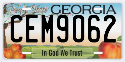GA license plate CEM9062
