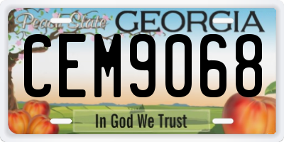 GA license plate CEM9068