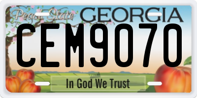 GA license plate CEM9070