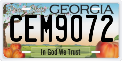 GA license plate CEM9072