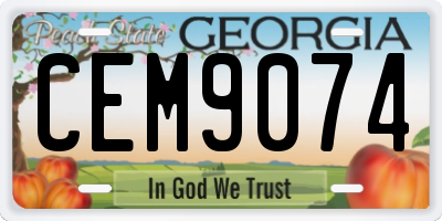 GA license plate CEM9074