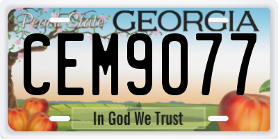 GA license plate CEM9077