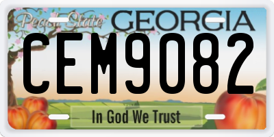 GA license plate CEM9082