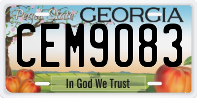 GA license plate CEM9083