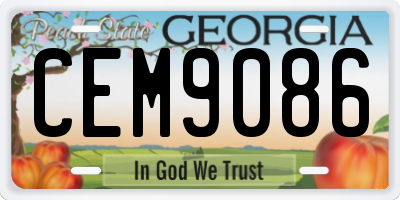 GA license plate CEM9086