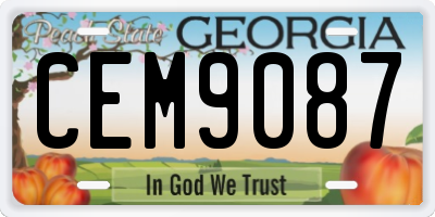 GA license plate CEM9087