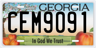 GA license plate CEM9091