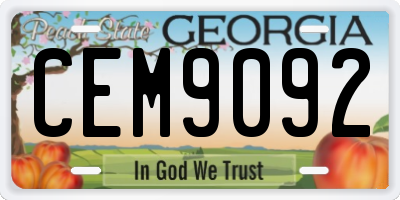 GA license plate CEM9092