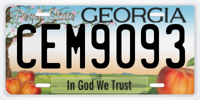 GA license plate CEM9093