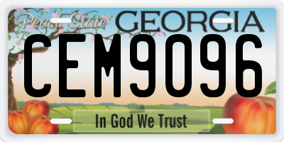 GA license plate CEM9096